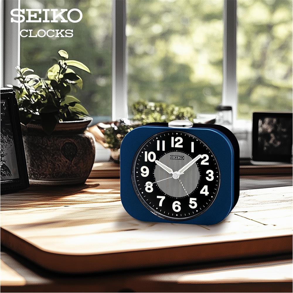 นาฬิกาปลุก SEIKO CLOCKS QHE206L 3.89X5.2 นิ้ว สีน้ำเงิน
