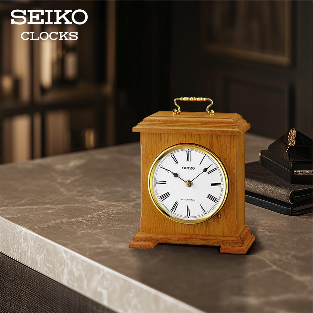 นาฬิกาตั้งโต๊ะ SEIKO CLOCKS QXW252B 9.7X7.6 นิ้ว สีน้ำตาลอ่อน