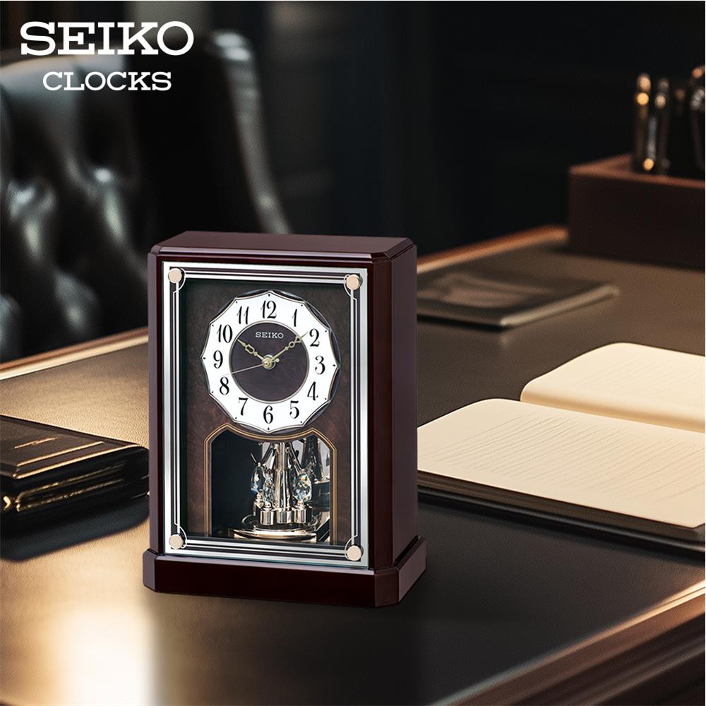 นาฬิกาตั้งโต๊ะ SEIKO CLOCKS QXN233B 11.2X8.7 นิ้ว สีน้ำตาลเข้ม