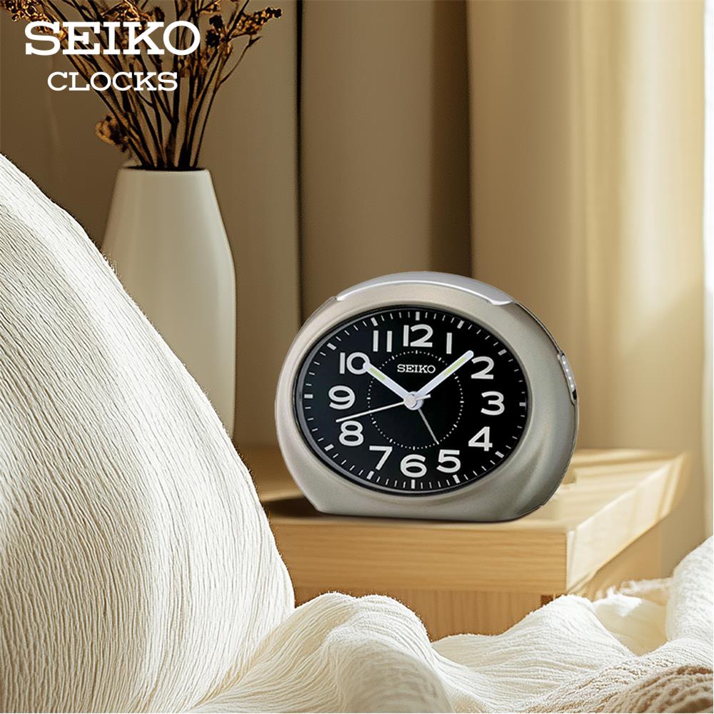 นาฬิกาปลุก SEIKO CLOCKS QHE193N 3.4X4.4 นิ้ว สีเทา