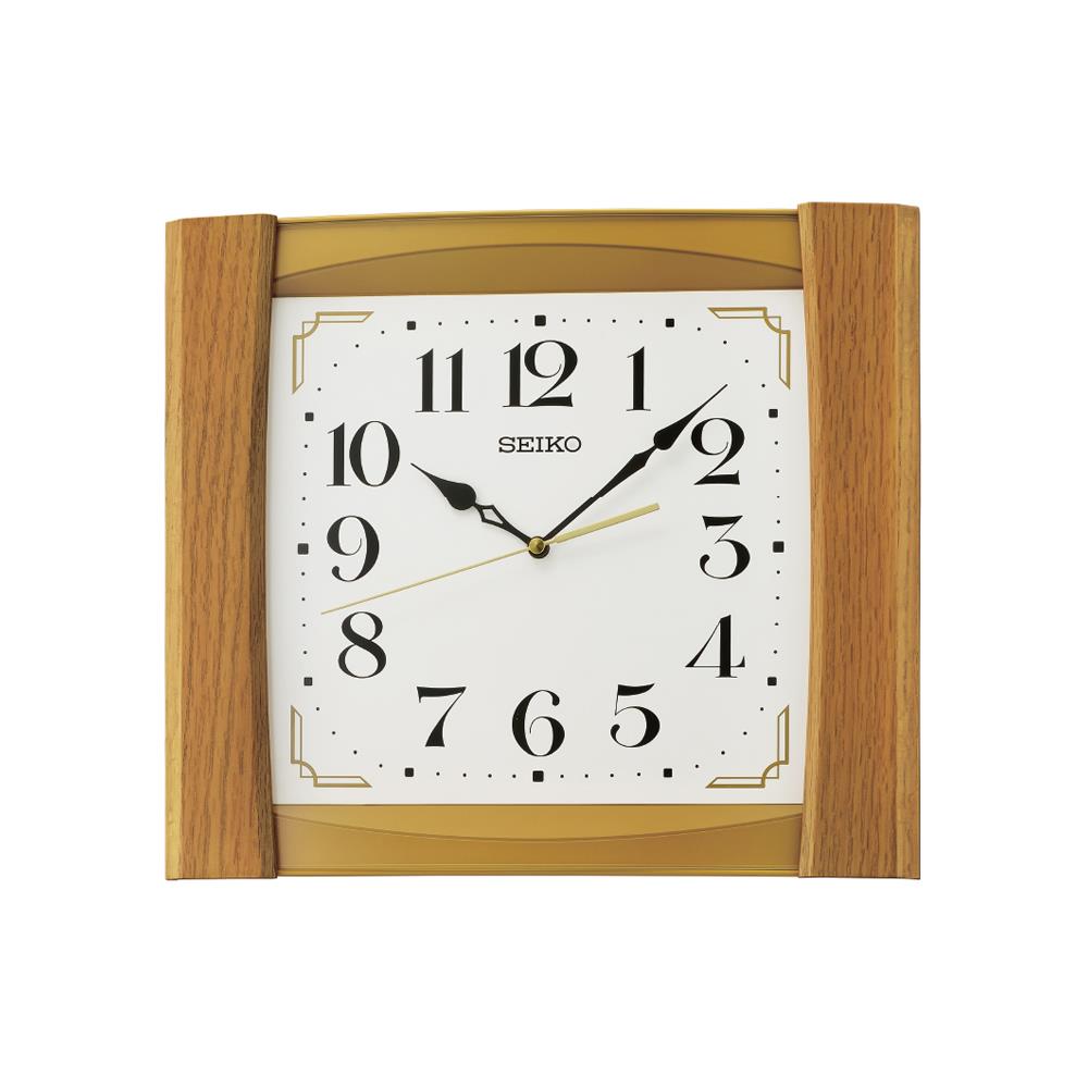 นาฬิกาแขวน SEIKO CLOCKS QXA827B 12.6X14.4 นิ้ว สีน้ำตาลอ่อน