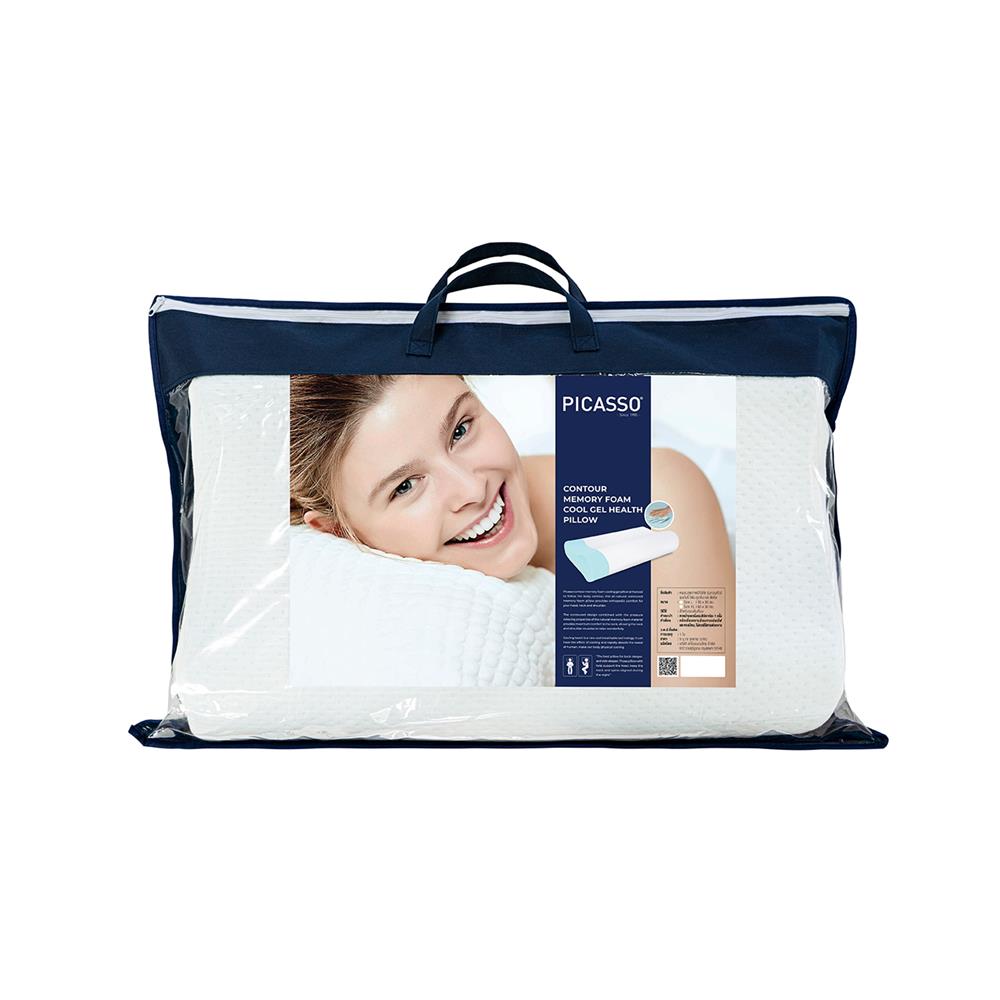 หมอนสุขภาพ เมมโมรี่โฟม PICASSO COOL GEL ไซซ์ L 55x36x10 ซม. สีขาว