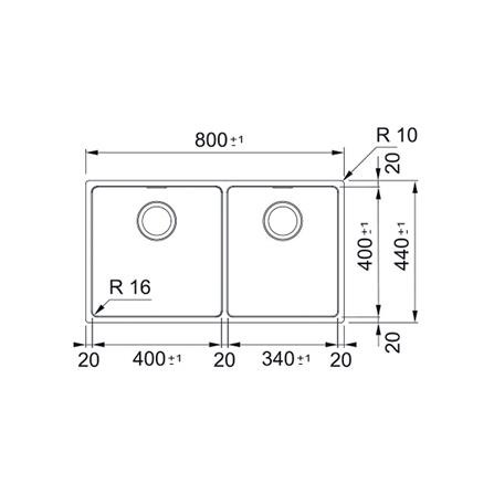 ซิงค์ฝัง 2 หลุม FRANKE FEX220-40-35 SBR สีเงิน 80 ซม._1
