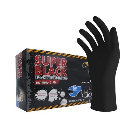 ถุงมือยางไนไตร MICROTEX SUPER BLACK SIZE M หนา 6 มม. สีดำ_0