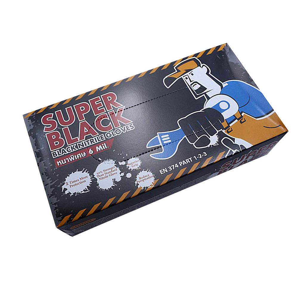 ถุงมือยางไนไตร MICROTEX SUPER BLACK SIZE L หนา 6 มม. สีดำ