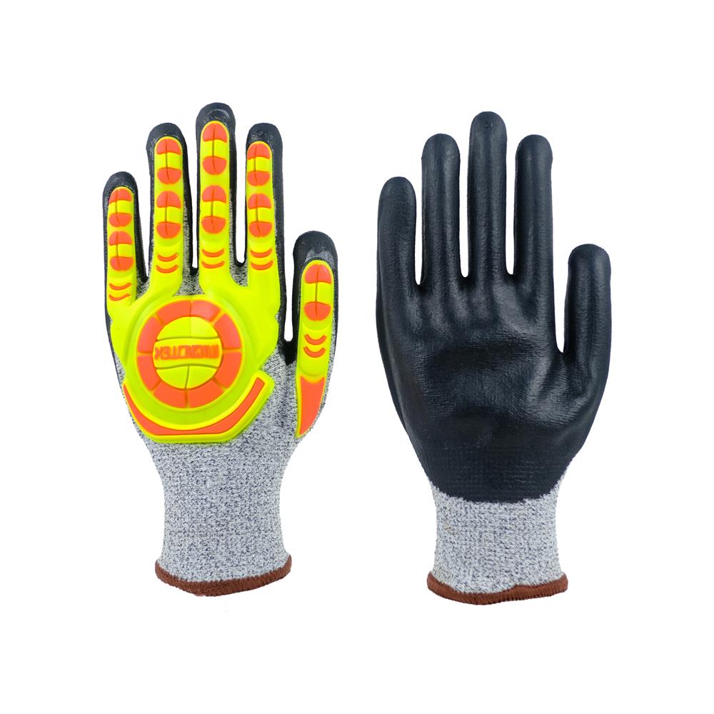 ถุงมือถักเคลือบไนไตร MICROTEX HI-CUT FREE SIZE สีดำ/เทา (แพ็ก 1 คู่)