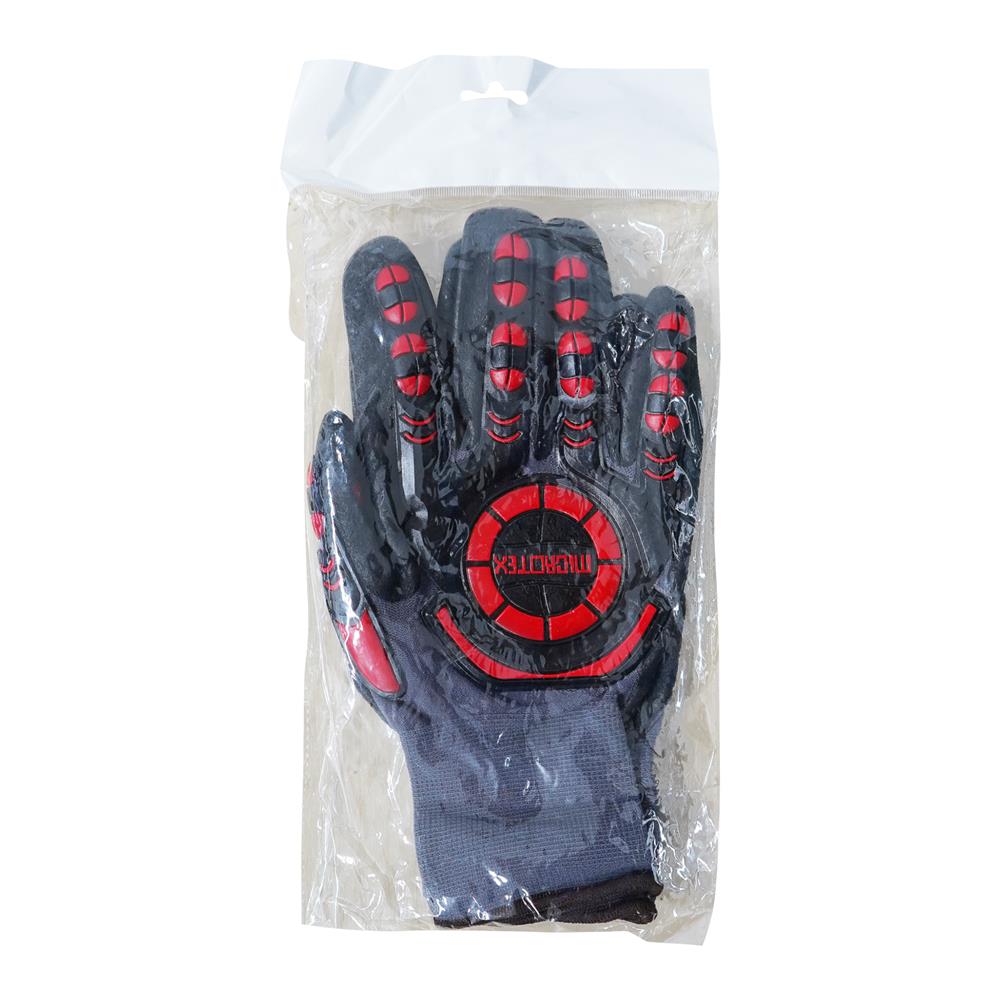 ถุงมือถักเคลือบไมโครโฟมไนไตร MICROTEX HI-GRIP FREE SIZE สีดำ/เทา (แพ็ก 1 คู่)