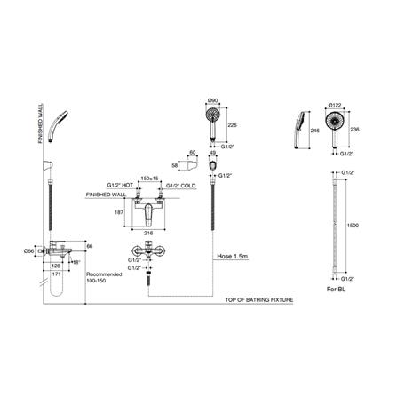 ก๊อกผสมอ่างอาบ KOHLER K-74036T-4-BL สีดำ_1