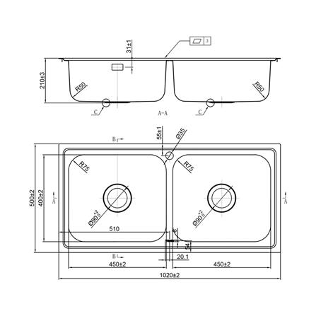 ซิงค์ฝัง 2 หลุม TEKA TG 100 2B OVF PAL สีเงิน_3