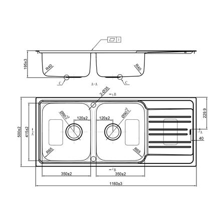 ซิงค์ฝัง 2 หลุม 1 ที่พัก TEKA TG 120 2B1D สีเงิน_3