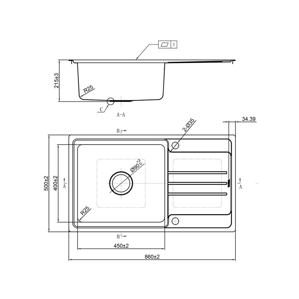 ซิงค์ฝัง 1 หลุม 1 ที่พัก TEKA TT 86 1B1D สีเงิน