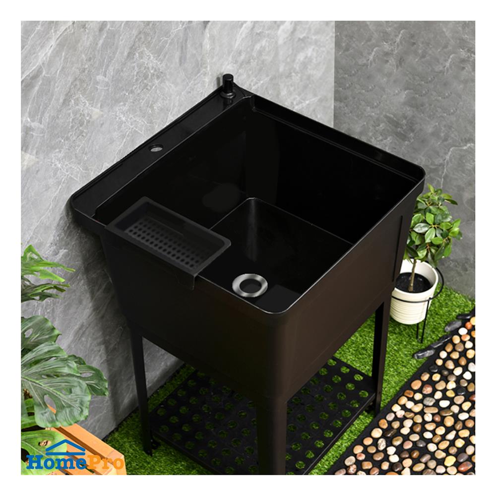 ซิงค์ขาตั้งพลาสติก 1 หลุม KUCINE INFO BB6161 สีดำ