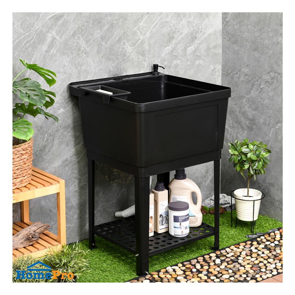 ซิงค์ขาตั้งพลาสติก 1 หลุม INFO BB6161 สีดำ