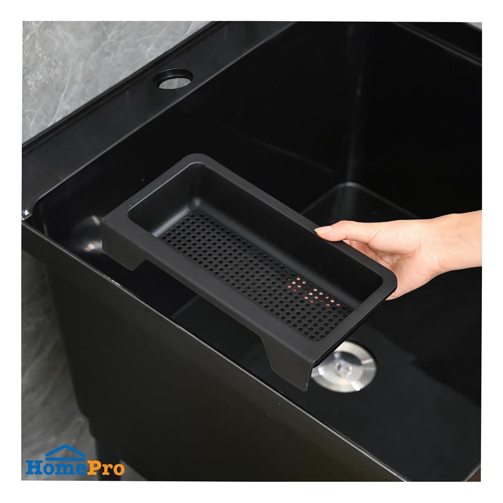 ซิงค์ขาตั้งพลาสติก 1 หลุม INFO BB6161 สีดำ