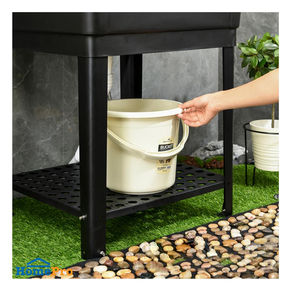 ซิงค์ขาตั้งพลาสติก 1 หลุม INFO BB6161 สีดำ