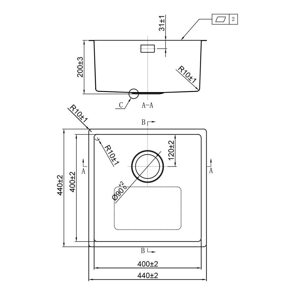 ซิงค์ฝัง 1 หลุม TEKA BX R10 40.40 BW สีเงิน