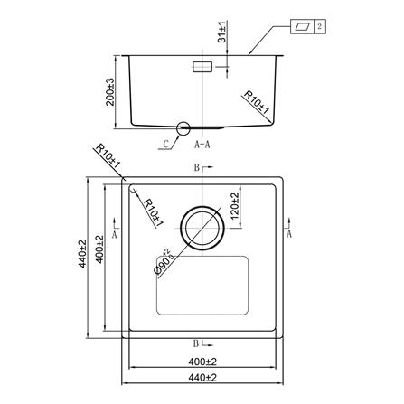ซิงค์ฝัง 1 หลุม TEKA BX R10 40.40 BW สีเงิน_4