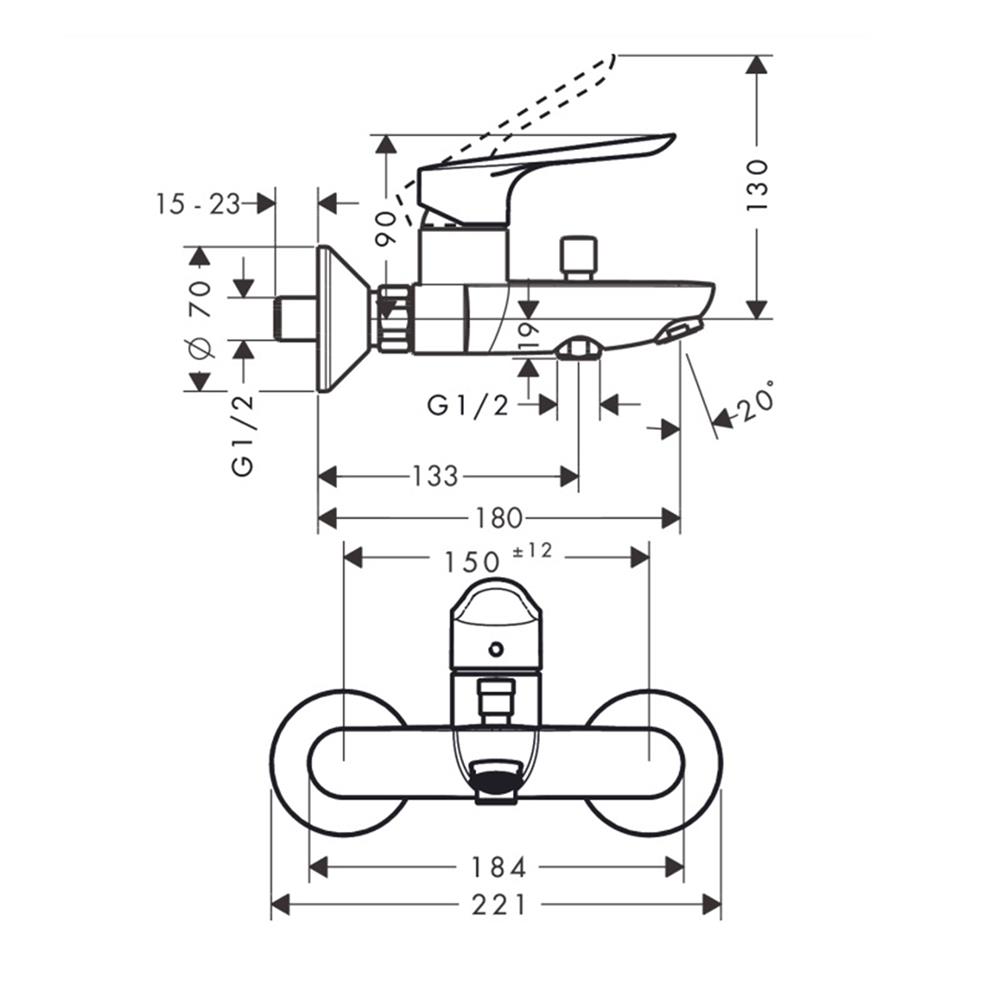 ก๊อกผสมอ่างอาบ HANSGROHE HG71403000