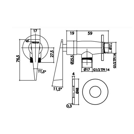 วาล์วฝักบัว 1 ทาง PREMA PM1065(BL)(HM)_1