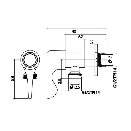 วาล์วฝักบัว 1 ทาง PREMA PM1069(SA)(HM)_1