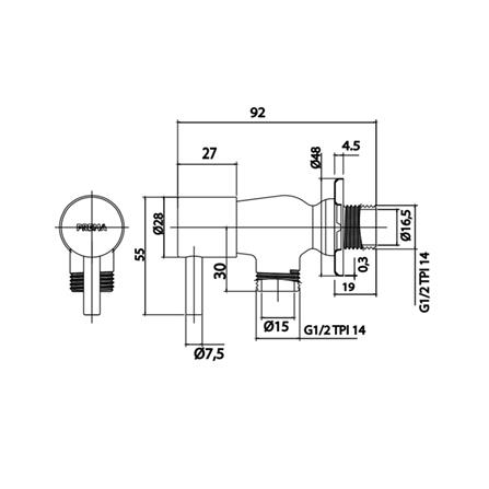 วาล์วฝักบัว 1 ทาง PREMA PM1063(HM)_1