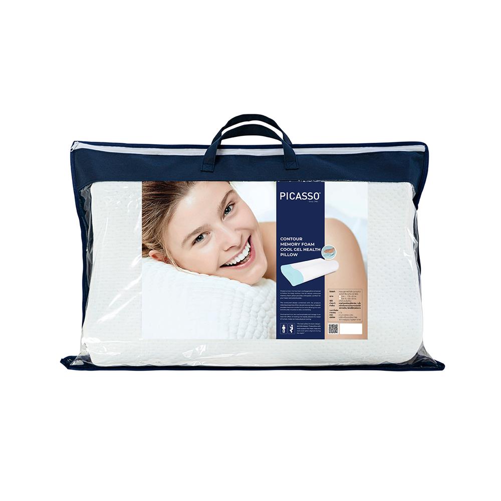 หมอนสุขภาพ เมมโมรี่โฟม PICASSO COOL GEL ไซซ์ XL 14x24 นิ้ว สี WHITE