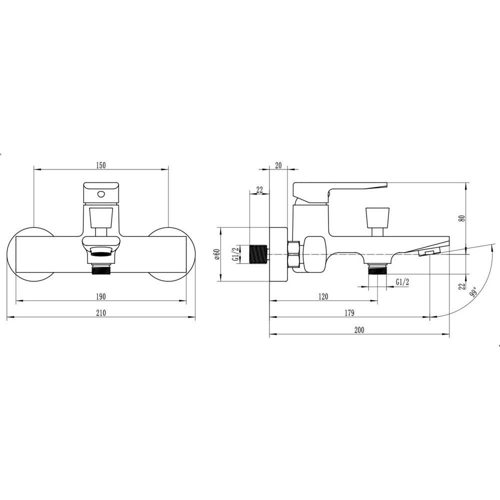 ก๊อกผสมอ่างอาบ RASLAND RA A117-A11-BLK