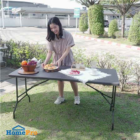 โต๊ะพับอเนกประสงค์ HDPE SPRING 150 ซม. สีน้ำตาล_6