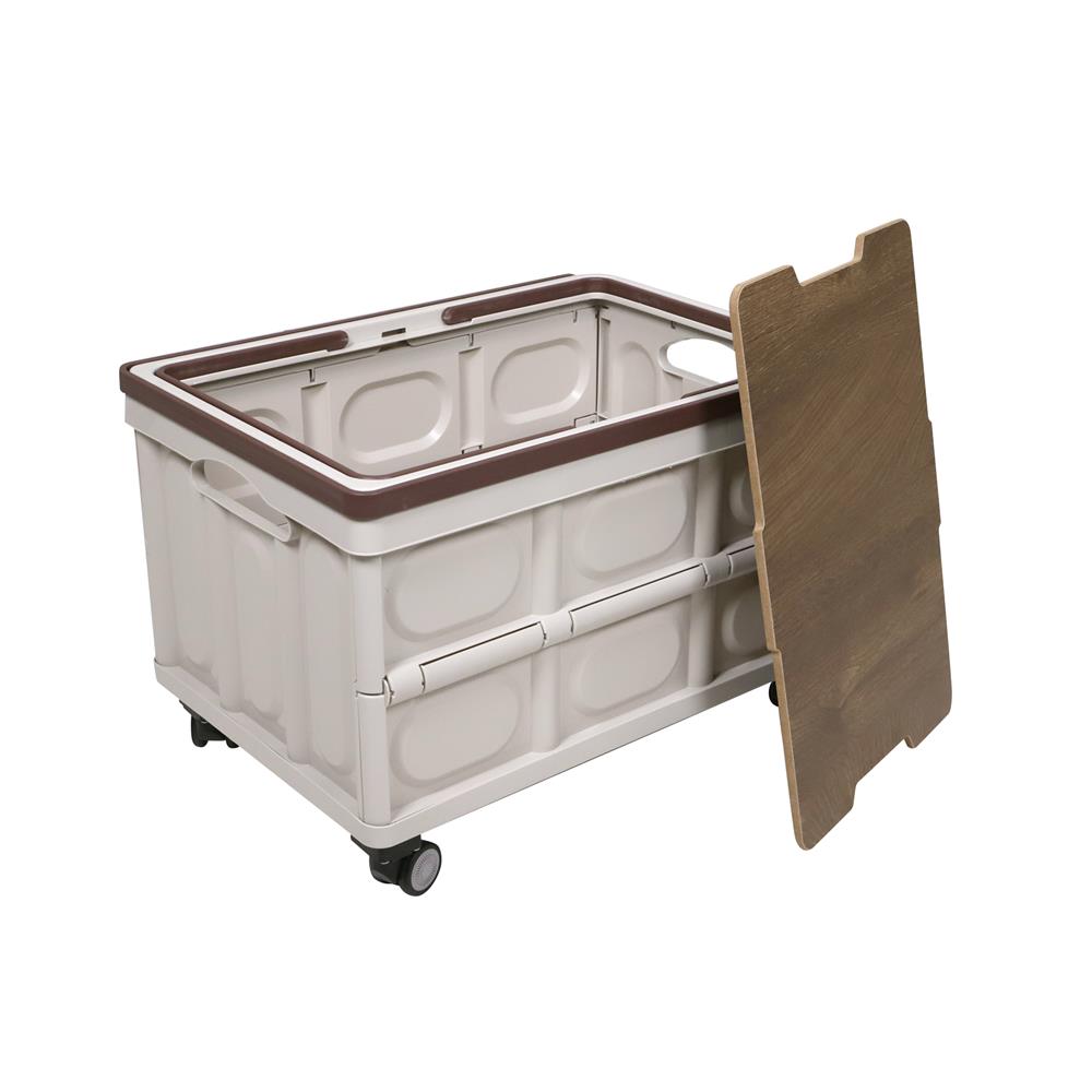 กล่องพับพร้อมท็อปไม้ มีล้อลาก STACKO GLAM 52X35.5X35.5 ซม. สีน้ำตาล