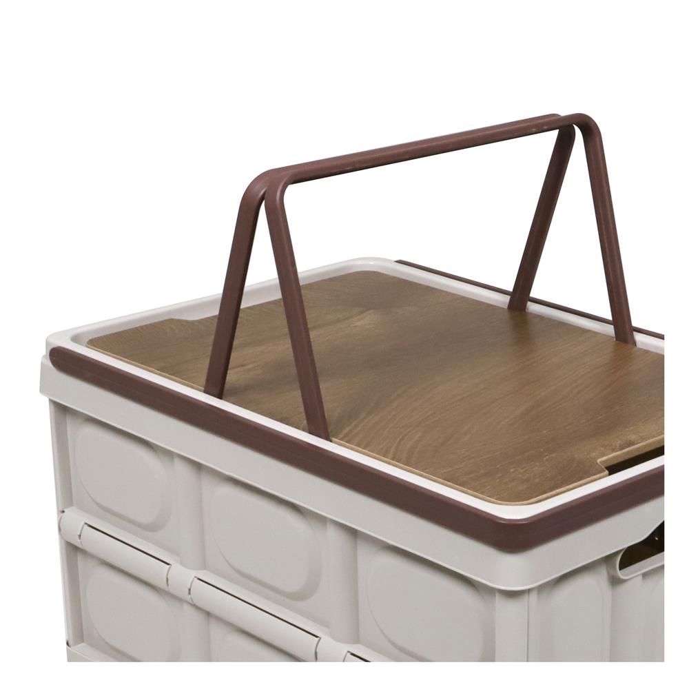 กล่องพับพร้อมท็อปไม้ มีล้อลาก STACKO GLAM 52X35.5X35.5 ซม. สีน้ำตาล