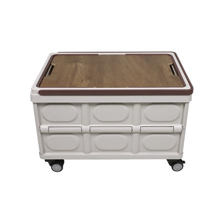 กล่องพับพร้อมท็อปไม้ มีล้อลาก STACKO GLAM 52X35.5X35.5 ซม. สีน้ำตาล_2