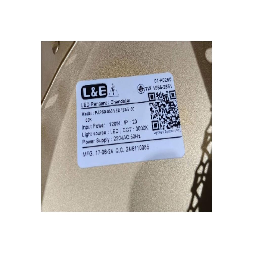 ไฟช่อ LED L&E 01-A0260 120 วัตต์ WARM WHITE สีทอง 3 หัว