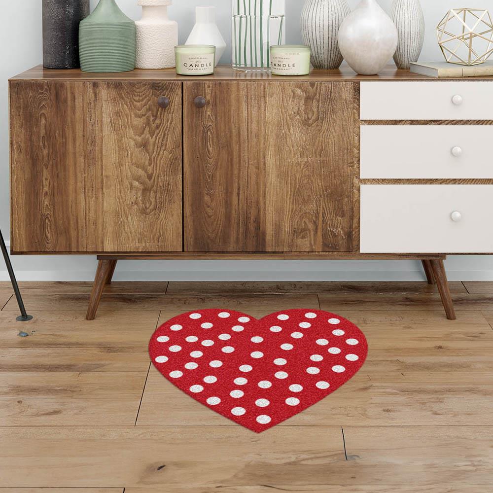 พรมเช็ดเท้าดักฝุ่น PRAW HEART-SH POLKA DOT RED 75X75 ซม. สีแดง
