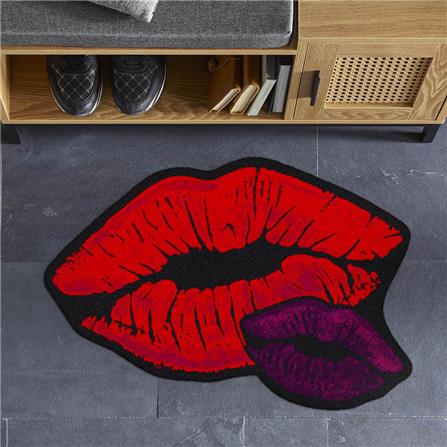 พรมเช็ดเท้าดักฝุ่น PRAW KISS ME 70X100 ซม. สีแดง_5