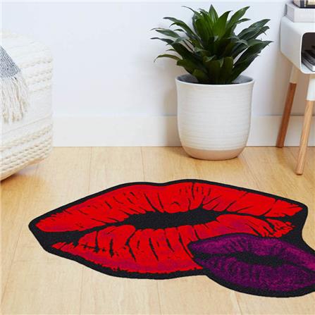 พรมเช็ดเท้าดักฝุ่น PRAW KISS ME 70X100 ซม. สีแดง_6