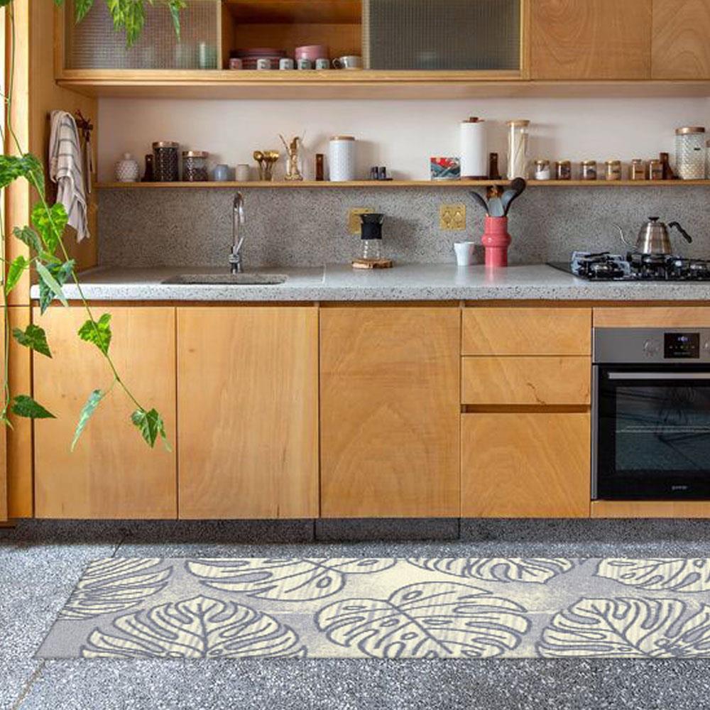 พรมเช็ดเท้าดักฝุ่น PRAW TROPICAL 70X190 ซม. สีเทา