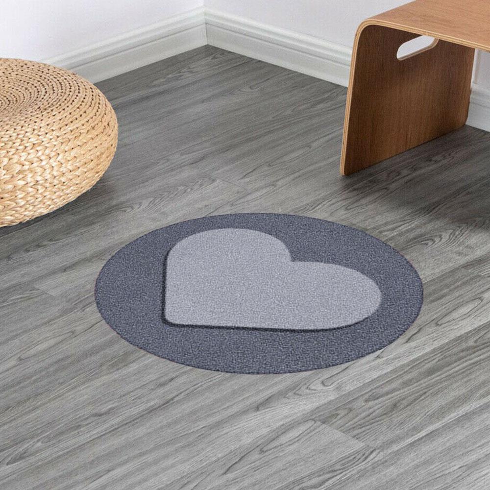 พรมเช็ดเท้าดักฝุ่น PRAW ROUND HEART GREY 75X75 ซม. สีเทา