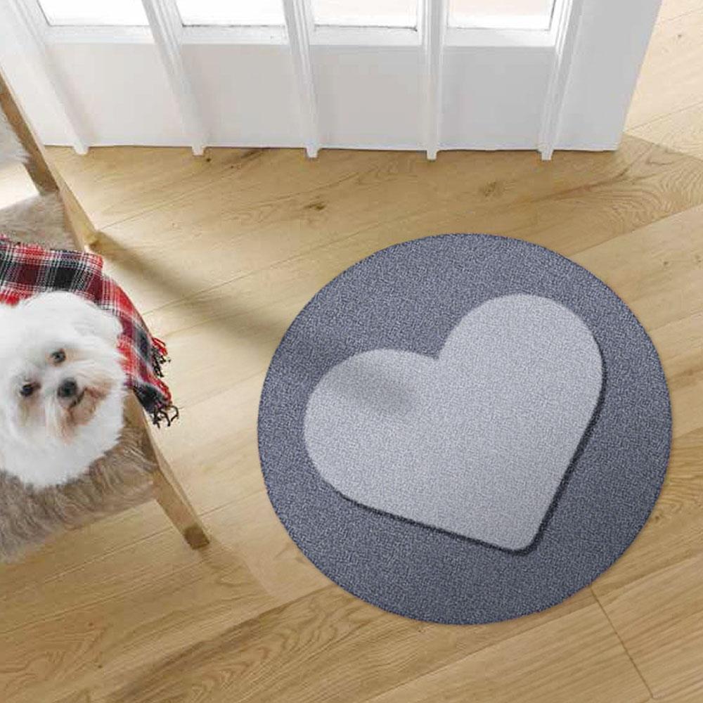 พรมเช็ดเท้าดักฝุ่น PRAW ROUND HEART GREY 75X75 ซม. สีเทา
