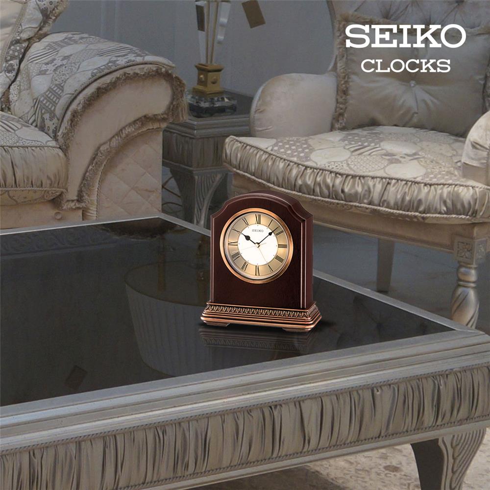 นาฬิกาตั้งโต๊ะ SEIKO CLOCKS QXE018B 6.4X5.5 นิ้ว สีน้ำตาล