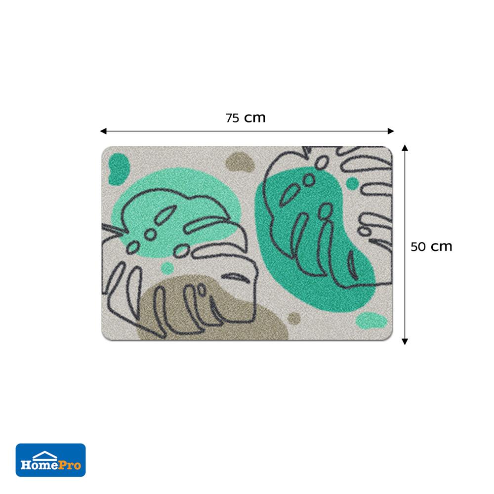 พรมเช็ดเท้าดักฝุ่น PRAW TROPICAL MONSTERA DE/PR238 50X75 ซม. สีเขียว
