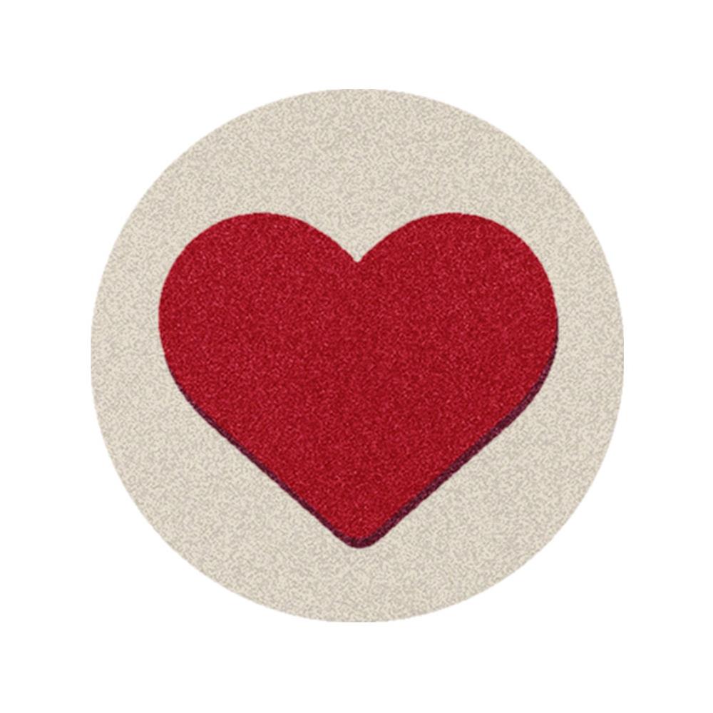 พรมเช็ดเท้าดักฝุ่น PRAW ROUND HEART RED 75X75 ซม. สีเบจ