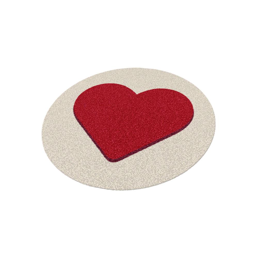 พรมเช็ดเท้าดักฝุ่น PRAW ROUND HEART RED 75X75 ซม. สีเบจ