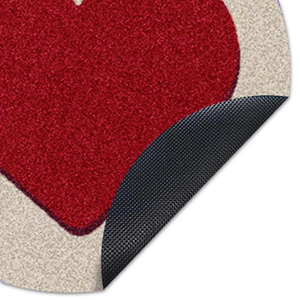 พรมเช็ดเท้าดักฝุ่น PRAW ROUND HEART RED 75X75 ซม. สีเบจ