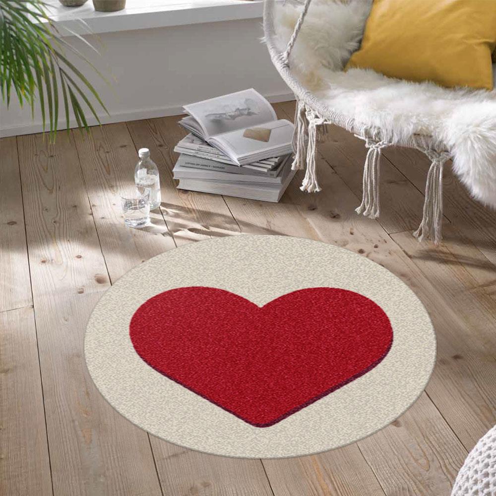 พรมเช็ดเท้าดักฝุ่น PRAW ROUND HEART RED 75X75 ซม. สีเบจ