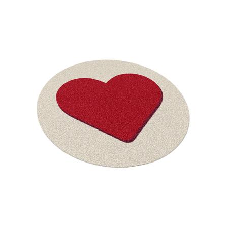 พรมเช็ดเท้าดักฝุ่น PRAW ROUND HEART RED 75X75 ซม. สีเบจ_2