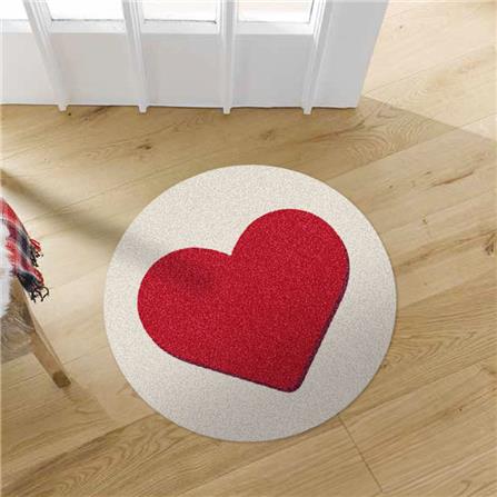พรมเช็ดเท้าดักฝุ่น PRAW ROUND HEART RED 75X75 ซม. สีเบจ_5
