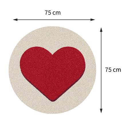 พรมเช็ดเท้าดักฝุ่น PRAW ROUND HEART RED 75X75 ซม. สีเบจ_7