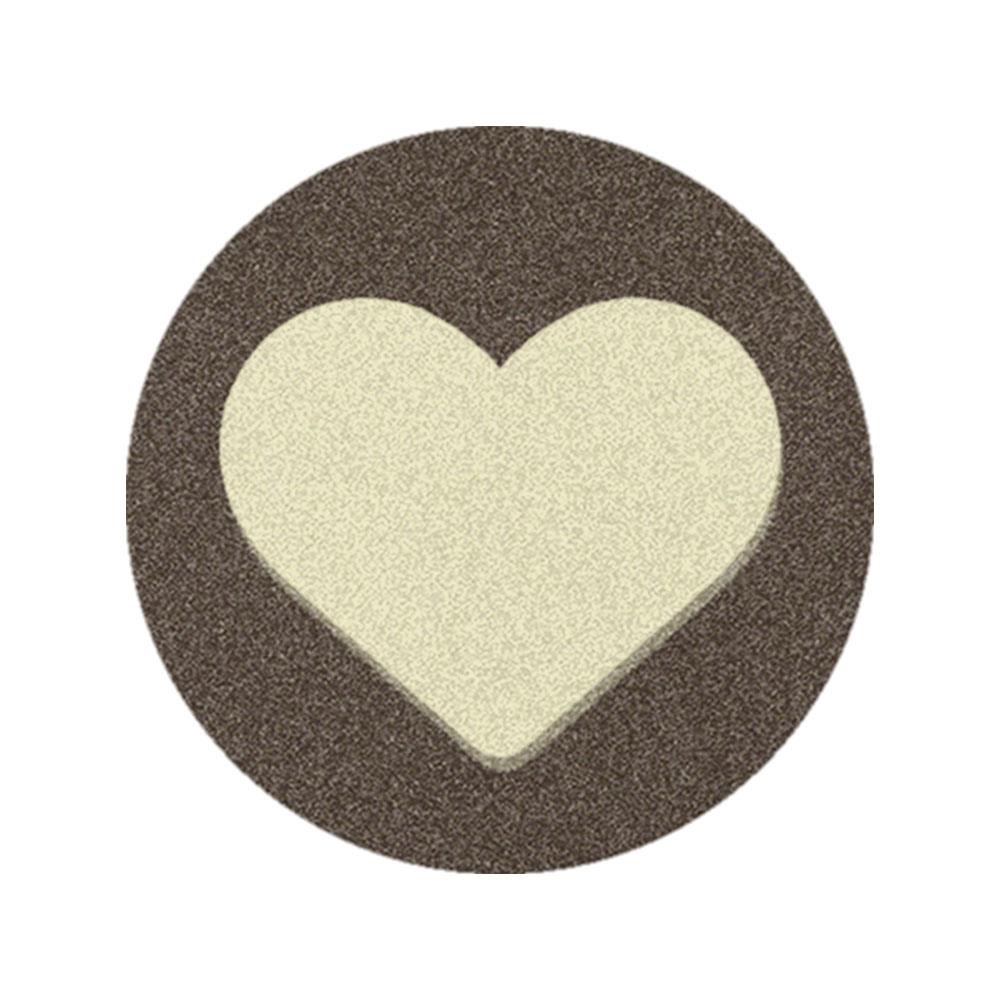 พรมเช็ดเท้าดักฝุ่น PRAW ROUND HEART BEIGE 75X75 ซม. สีเบจ