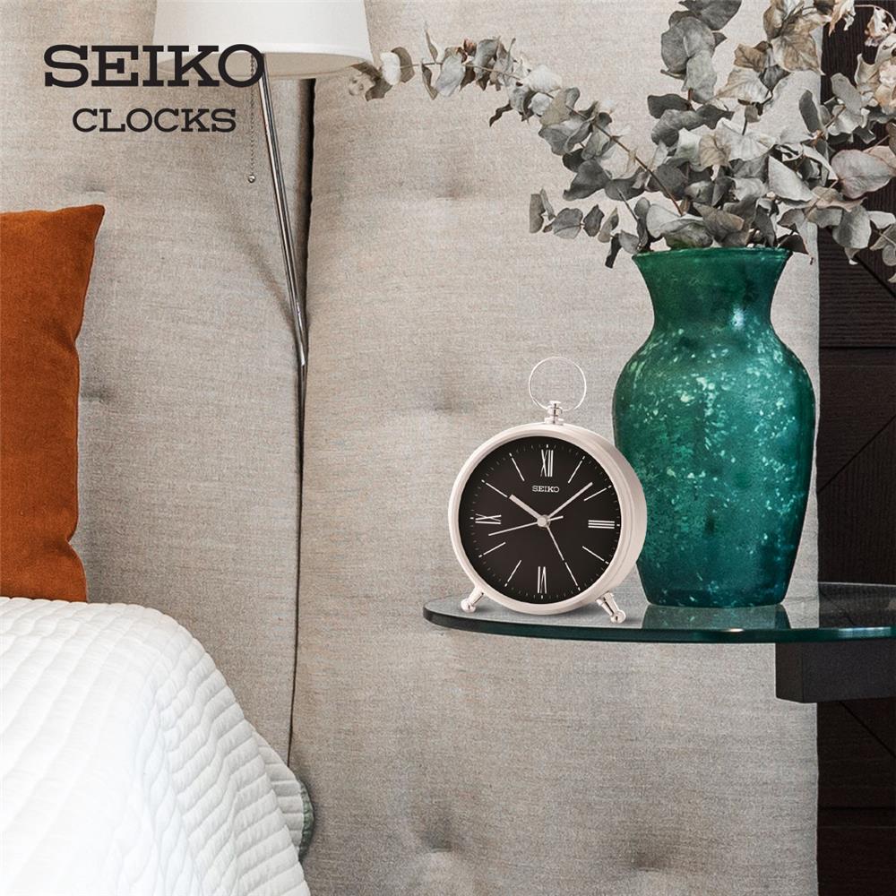นาฬิกาตั้งโต๊ะ SEIKO CLOCKS QXE063A 4.6X3.9 นิ้ว สีเงิน