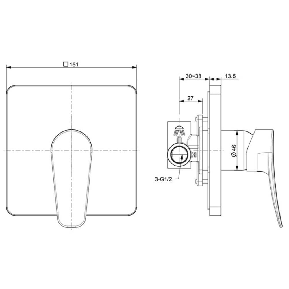 วาล์วฝักบัว 1 ทาง AMERICAN STANDARD FFAS0922-7T2500BT0